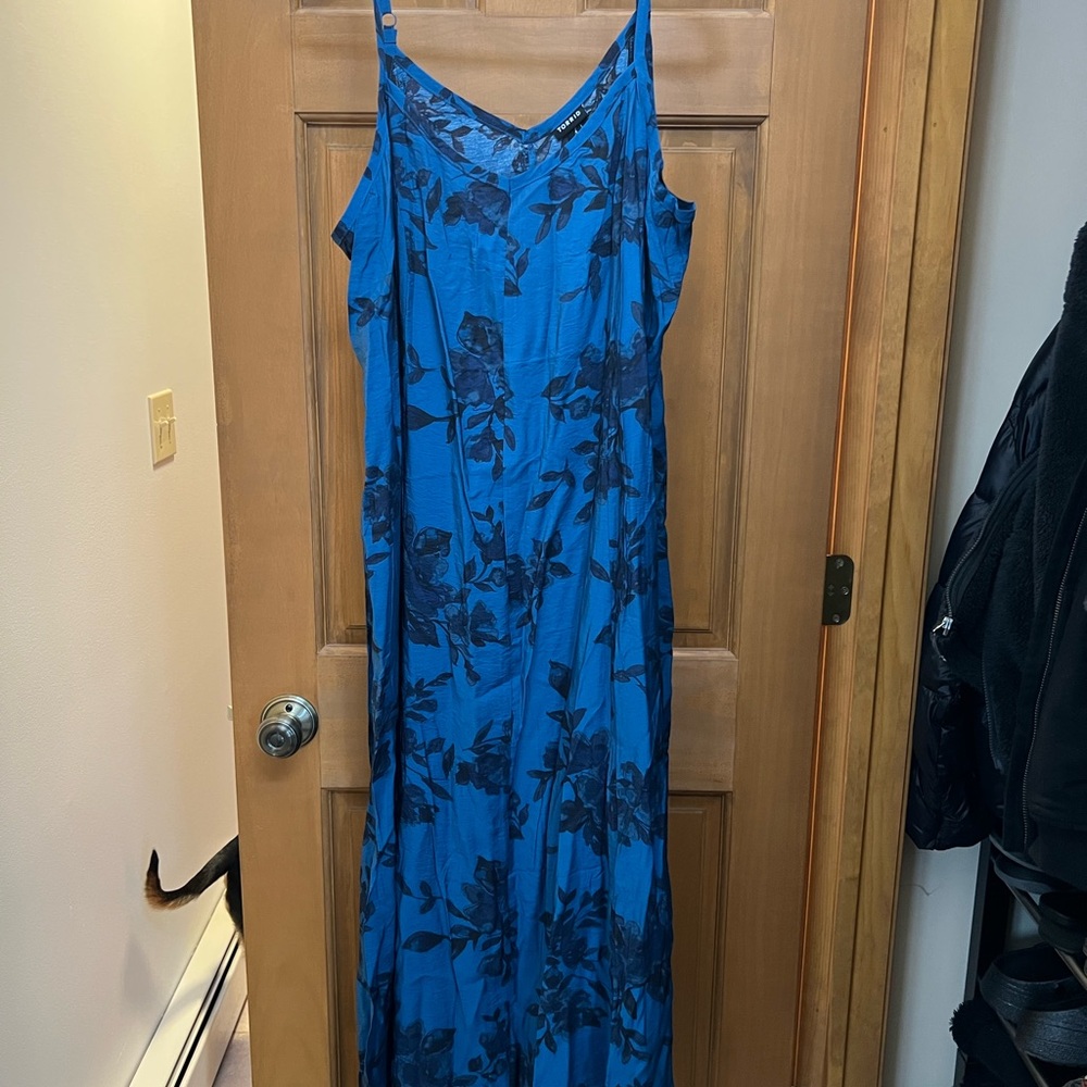 Torrid Blue and Black Floral Maxi Dress